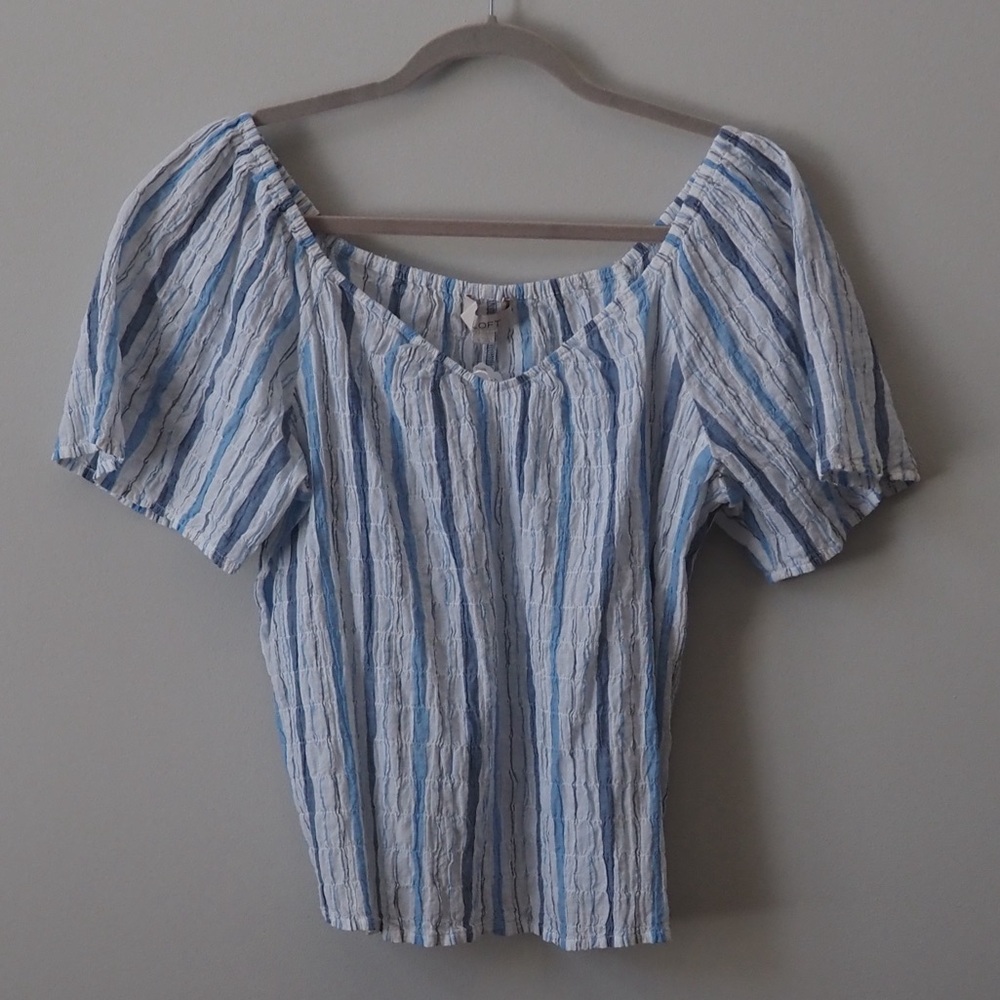 LOFT Blue and White Striped Blouse